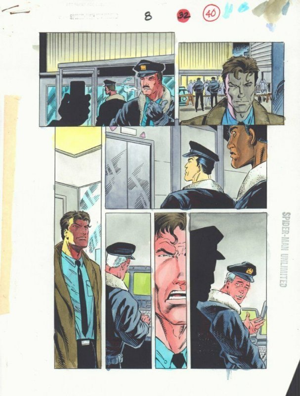 Spider-Man Unlimited #8 p.40 Color Guide Art - Police - 1996 by John Kalisz