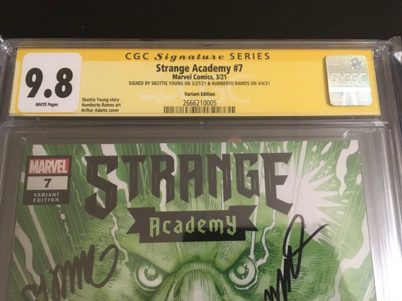 2X SIGNED Skottie Young Ramos Strange Academy #7 CGC 9.8 NM+/MT 1 Adams Variant