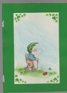 LEPRECHAUN & Ladybug in Windstorm 6x8 #7812 St Patrick's Day Greeting Card Art