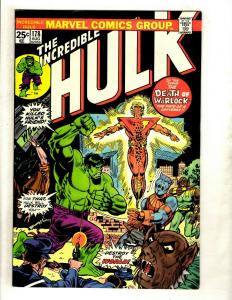 7 Incredible Hulk Marvel Comic Books # 173 174 175 177 178 179 184 Warlock GK3