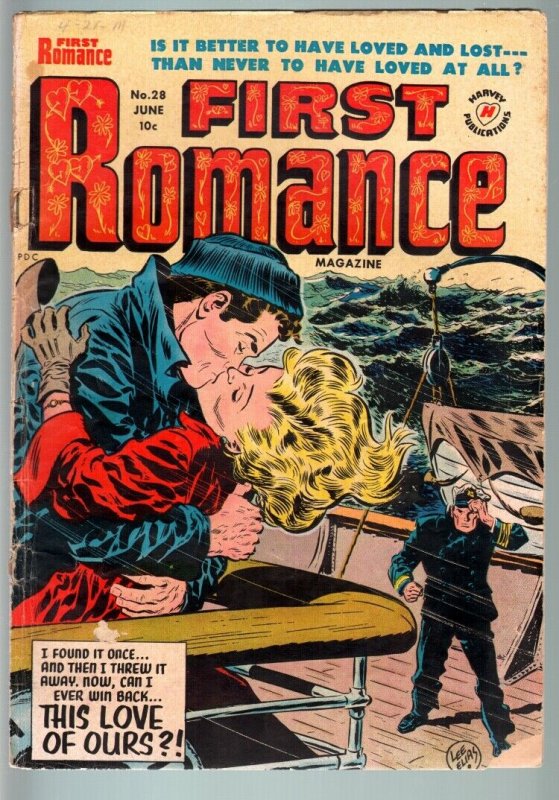 FIRST ROMANCE #28-1954-SPICY POSES-NICE ART-VGminus-BOB POWELL INJURY TO TH VG-