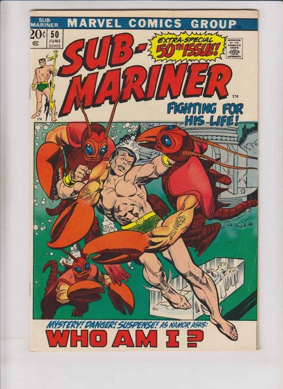 Sub-Mariner #50 VG+ bill everett - 1st appearance of namorita - bronze age 1972