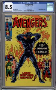 The Avengers #87 (1971) CGC 8.5 VF+ ORIGIN BLACK PANTHER