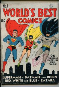 WORLD'S BEST #1 1941-DC COMICS-SUPERMAN-BATMAN-ROBIN-CRIMSON AVENGER-good/vg