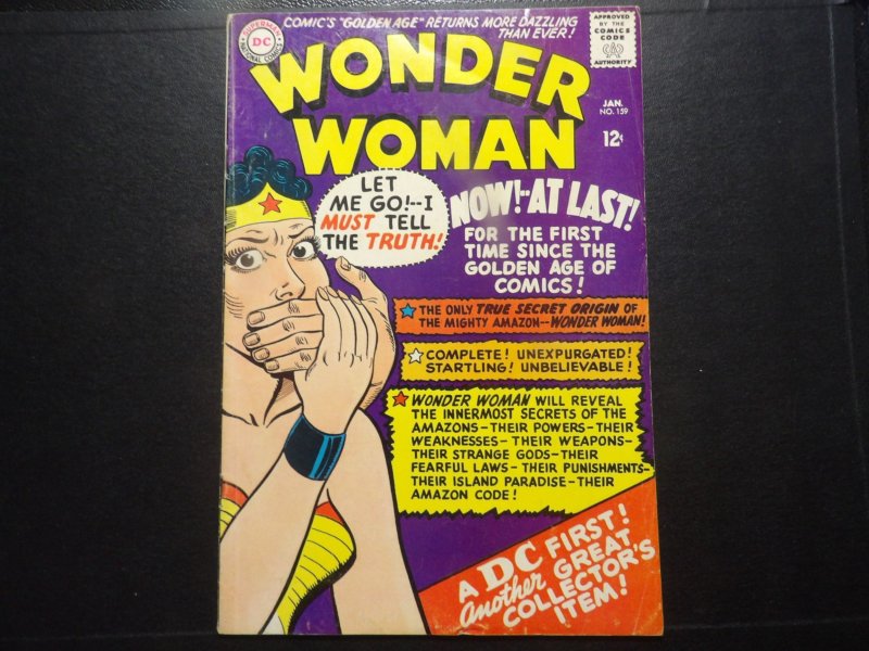 Wonder Woman #159 (1966) Origin Revised VG+