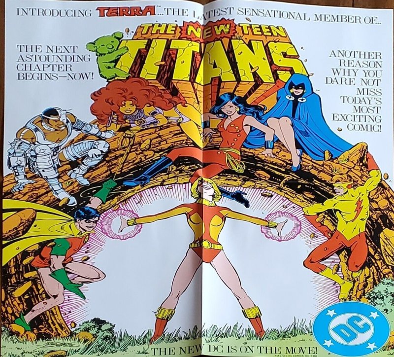 TEEN TITANS ORIGINAL Promo Poster (1982) GEORGE PEREZ art 1st TERRA DC COMICS