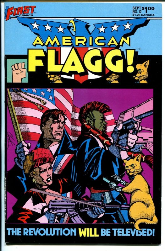 American Flagg #12 1985-First-autographed by Howard Chaykin on splash page-VF