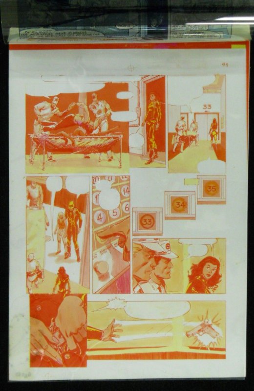 X-MEN GOD LOVES, MAN KILLS GRAPHIC PG 49 ORIGINAL COLOR PROOF ACETATE GUIDE