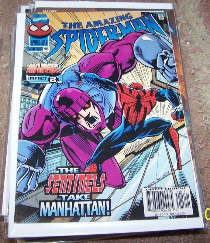 Amazing Spider-Man # 415  1996, Marvel  onslaught impact pt 2 sentinels x 