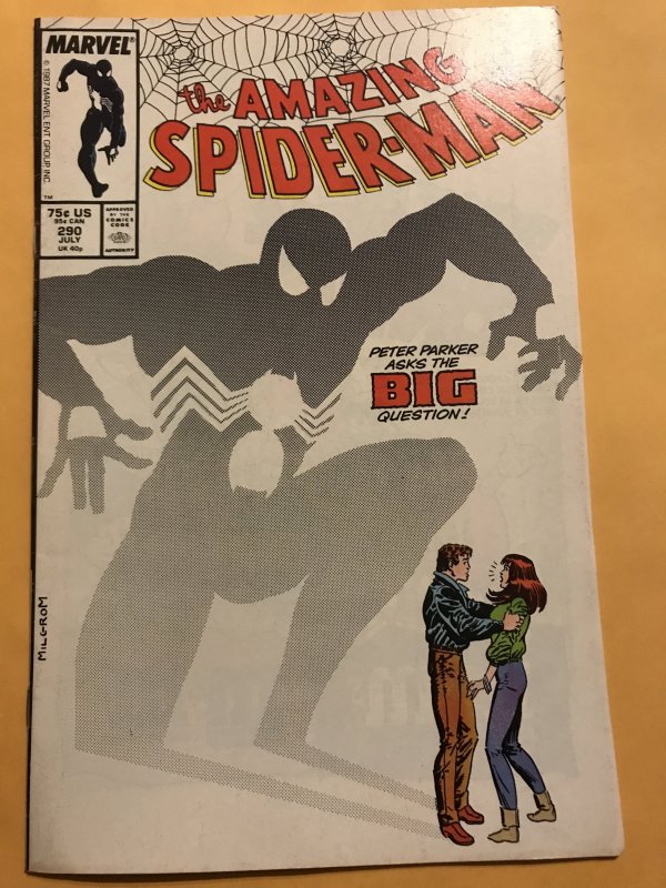 THE AMAZING SPIDER-MAN #290 : Marvel 7/87 Fn/VF; Marriage Proposal Black Costume