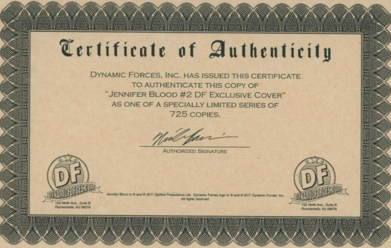 (2011) Jennifer Blood #2: DYNAMIC FORCES EXCLUSIVE COVER (LIMITED)! (9.2 OB)