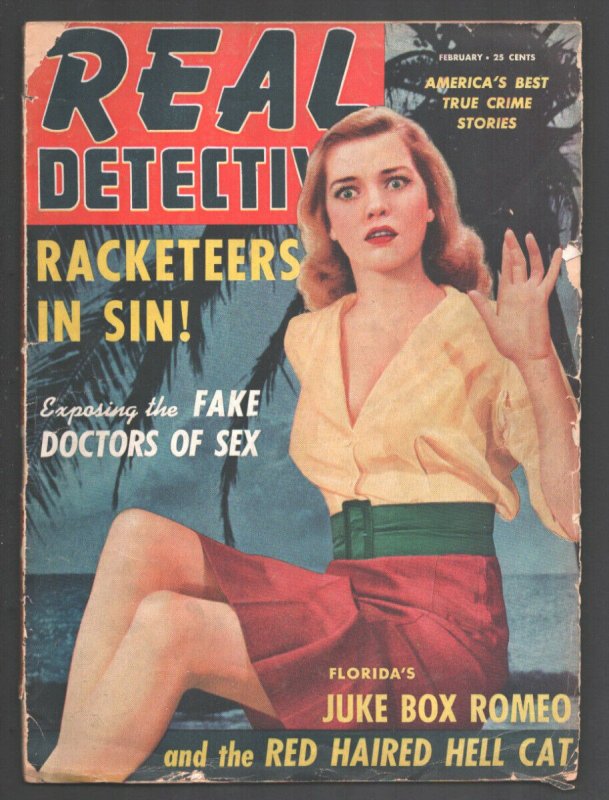 Real Detective-2/1942-Good Girl Art cover-Crime-violence-exploitation-pulp te...