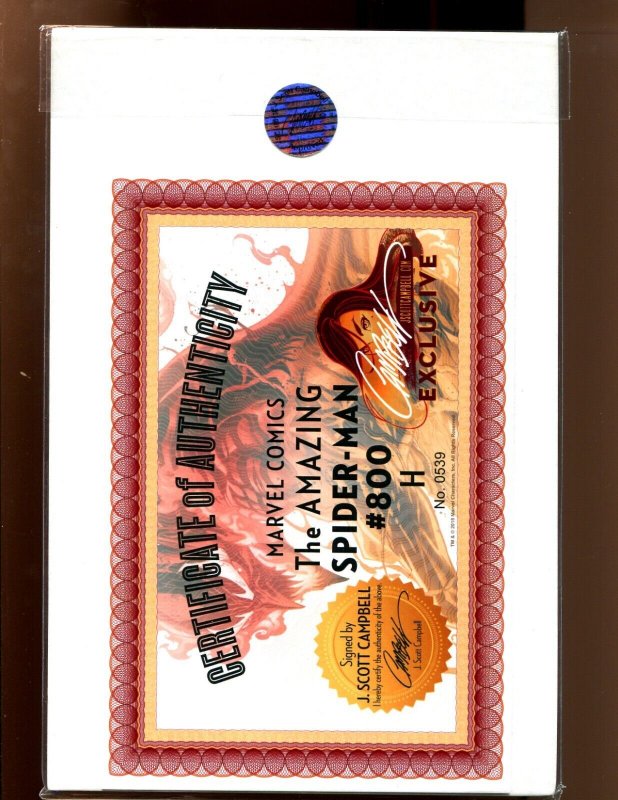 AMAZING SPIDER-MAN #800 - JSC EXCLUSIVE WITH COA - VARIANT H  (9.2) 2018