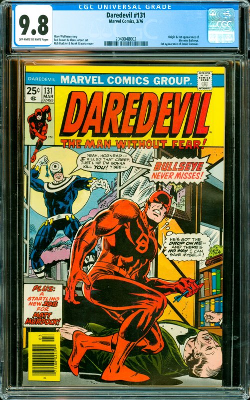 Daredevil #131 CGC Graded 9.8 Origin & 1st appearance of the new Bullseye. 1s...