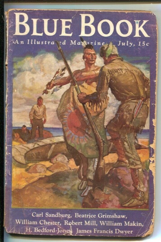 Blue Book  7/1936-McCall-Indian cover by Herbert Morton Stoops-Austin Briggs ...