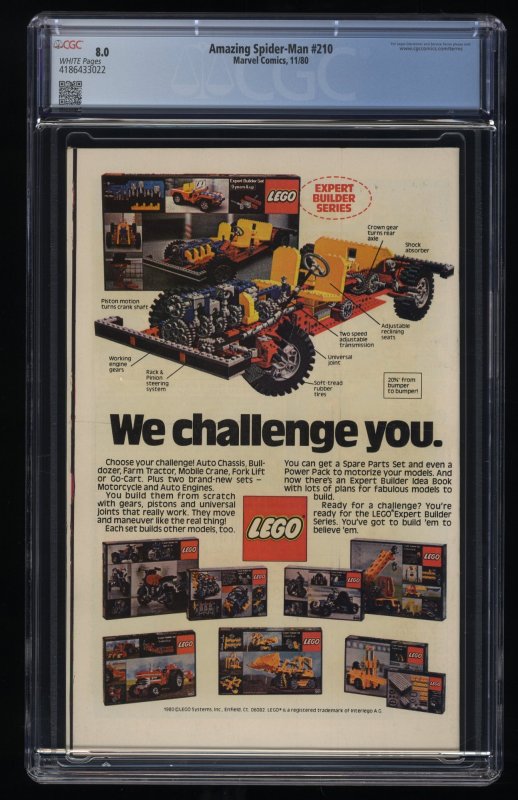 Amazing Spider-Man #210 CGC VF 8.0 White Pages 1st Appearance Madame Web!