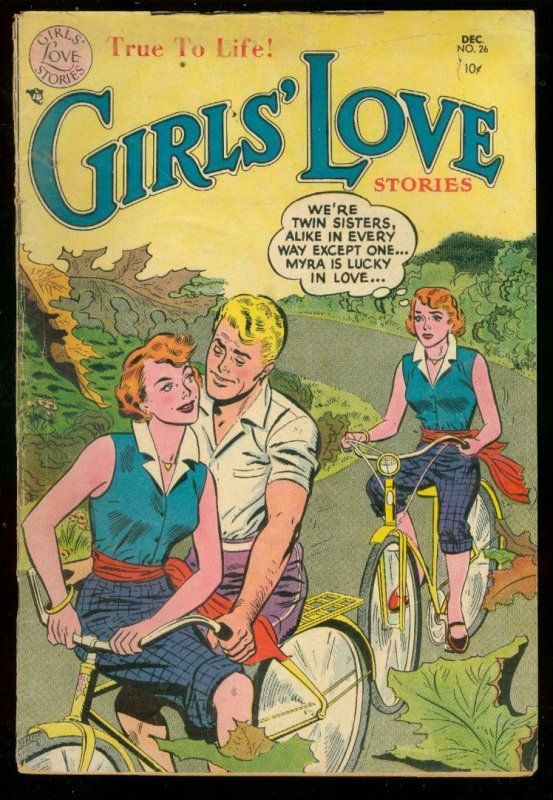 GIRLS LOVE STORIES #26 1953-DC ROMANCE-TWINS-BICYCLES VG