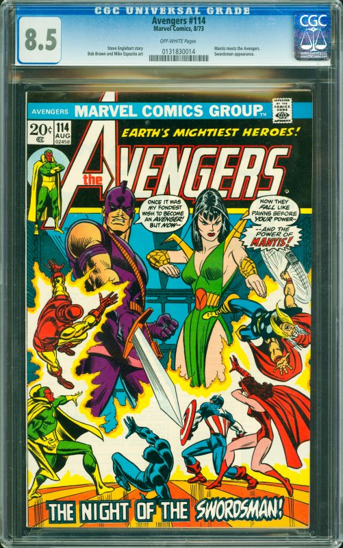 Avengers #114 CGC Graded 8.5 Mantis meets the Avengers. Swordsman appearance.