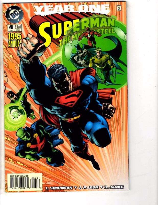 Lot Of 5 Man Of Steel DC Comic Books ANNUALS # 1 2 4 5 6 Batman Flash Arrow J214