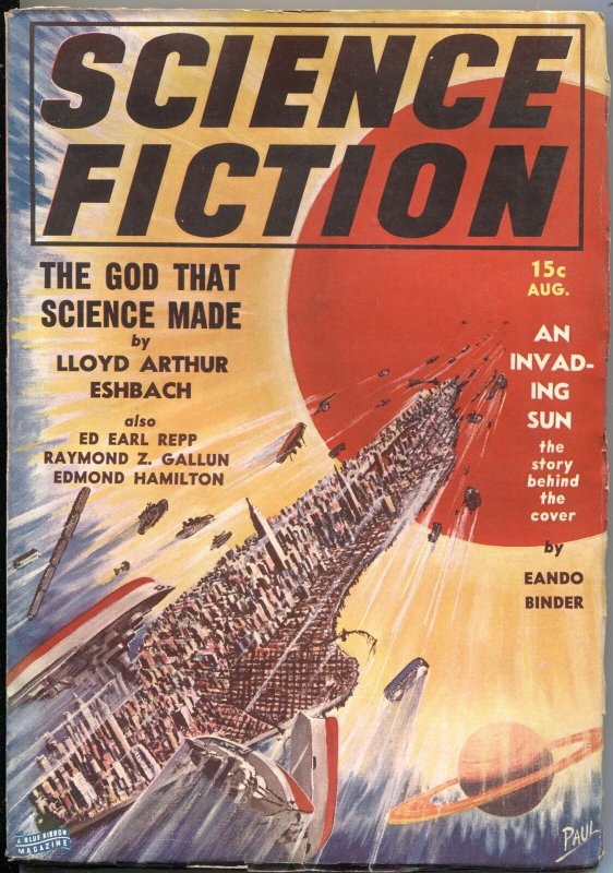 SCIENCE FICTION #3--AUG 1939--INVADING SUN COVER--FRANK R PAUL--EDMOND HAMILTON