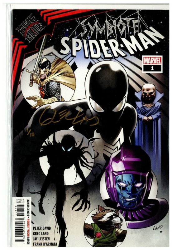 Symbiote Spider-Man : King in Black #1 GREG LAND COVER SIGNED IN GOLD W/COA NM.