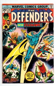 Defenders #28 - 1st appearance Starhawk - KEY - 1975 - VG/FN