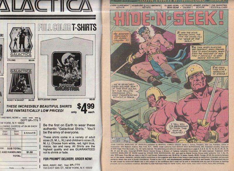 John Carter Warlord of Mars(Marvel) # 25  The Warlord targeted by Assassins !