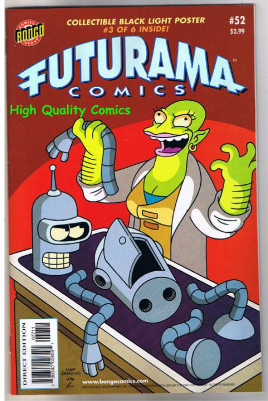 FUTURAMA #52, Bongo, Fry, Bender,Leela, w/ Poster,VF/NM, Ro-Botox, Prof (R)