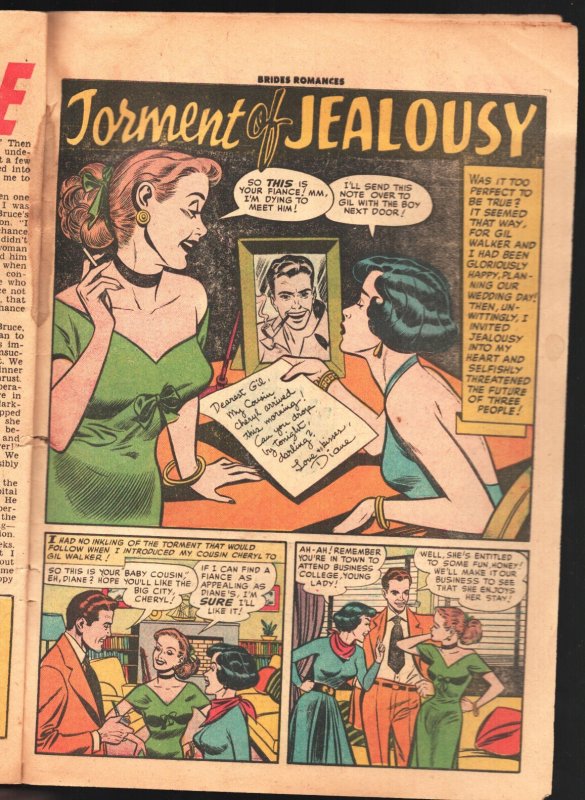 Bride's Romances #11 1955-Torment of Jealousy-Coverless reading copy