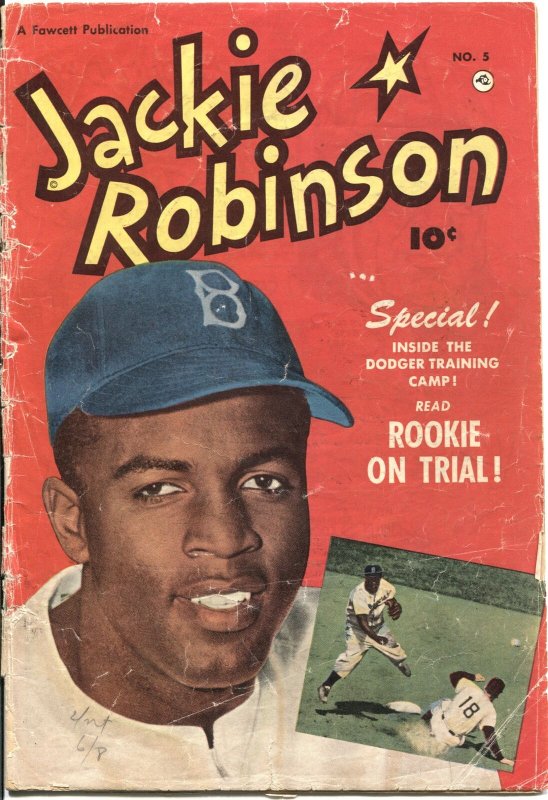 JACKIE ROBINSON #5-1951-FAWCETT-BROOKLYN DODGERS BASEBALL COMIC-PHOTO COVERS