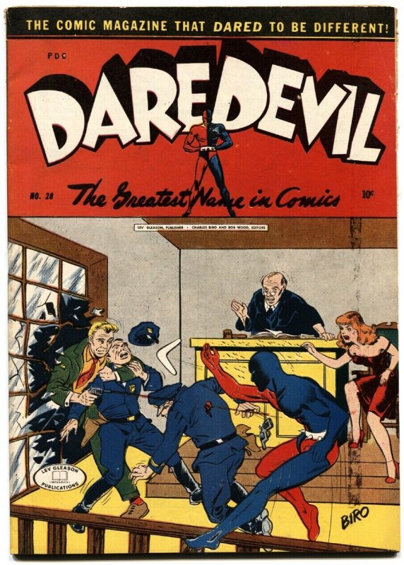 DAREDEVIL #28-1944-LEV GLEASON-HIGH GRADE-VF--CRIME COVER