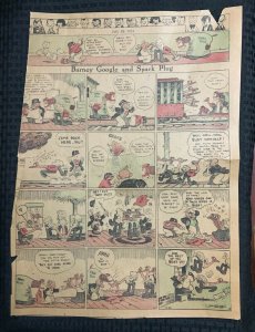 1924 July 29 BARNEY GOOGLE & SPARK PLUG 15x20 Full Sunday Comic Page GD 2.0