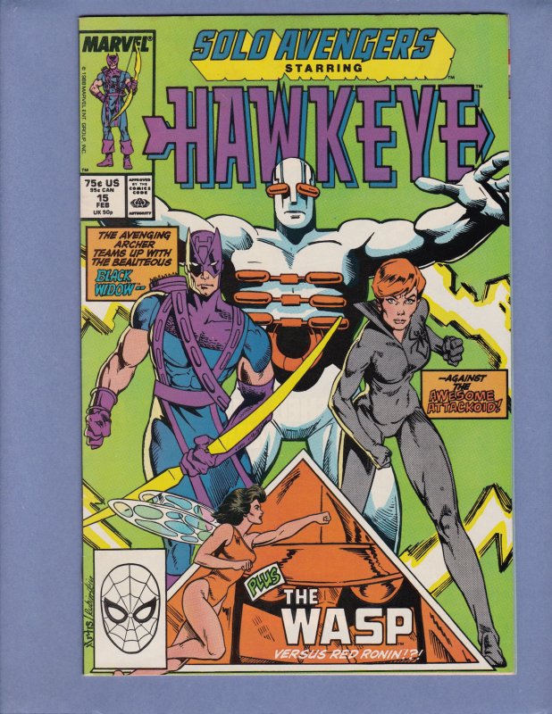 Solo Avengers #15 VG Hawkeye Black Widow Marvel 1989