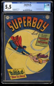 Superboy (1949) #5 CGC FN- 5.5 White Pages 1st Supergirl Type Character!