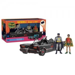 Batman 1966 TV Series and Robin 3 3/4-Inch Figures with Batmobile Vehicle