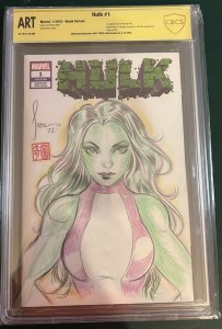 Hulk #1 2022 Billy Tucci She Hulk Sketch CBCS Slab Art GB02