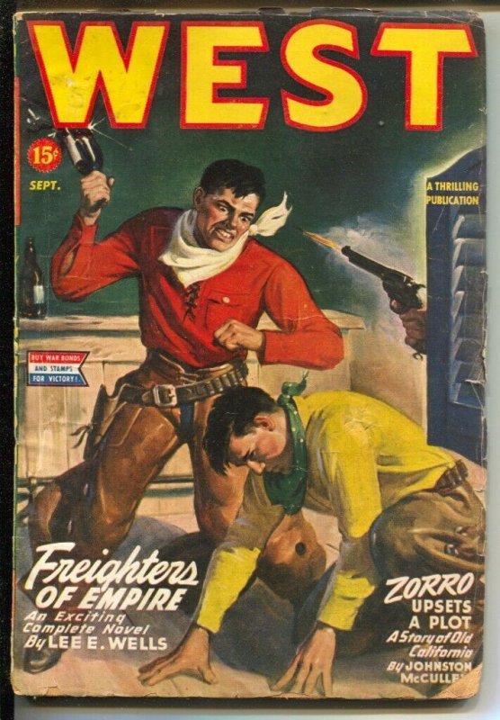 West 9/1944-Thrilling-hero pulp-early Zorro-Johnston McCulley-G/VG