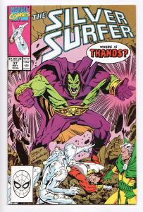 Silver Surfer #37 - Drax / Human Torch / Thanos (Marvel, 1990) - VF/NM