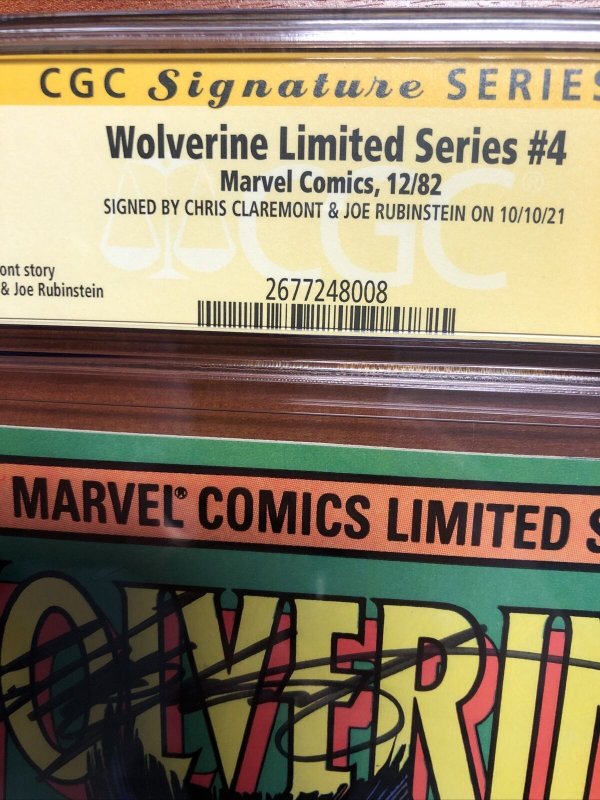 Wolverine Limited Series  (1982) # 4 (CGC 9.6 WP SS) Signed By C.C & J.R CPV