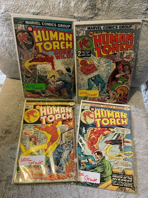 Lot of 4 Books The HUMAN TORCH Issue 2 3 4 5 Low Grade Marvel Comics