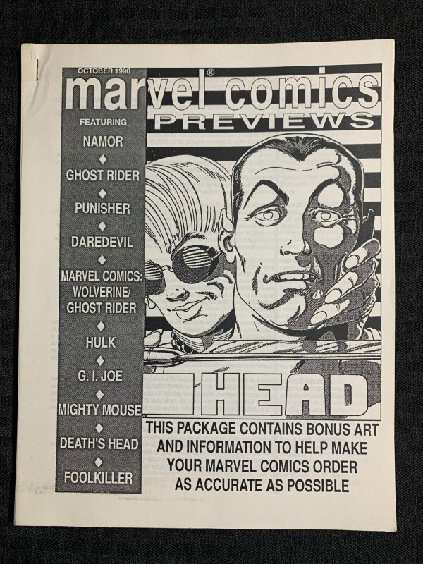 1990 MARVEL COMICS Previews FN 6.0 The Head / Daredevil / Punisher