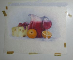 MOTHERS DAY Grapes Cheese Orange Wine Pitcher 13x10.5 Greeting Card Art #345-K