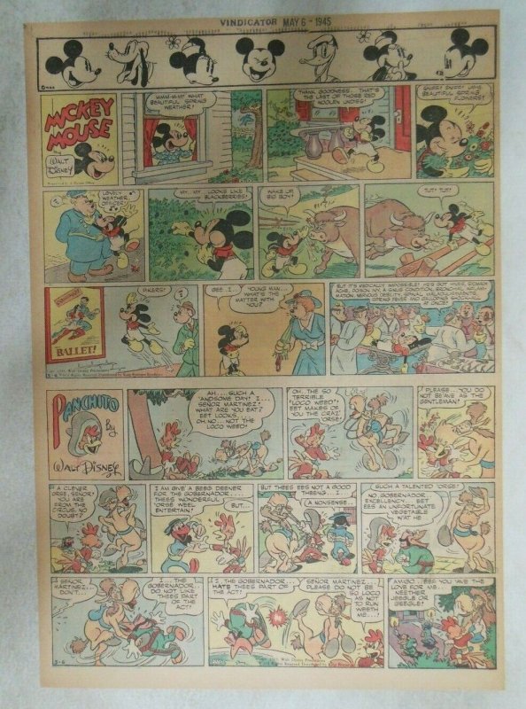 Mickey Mouse Sunday Page by Walt Disney from 5/6/1945 Tabloid Page Size