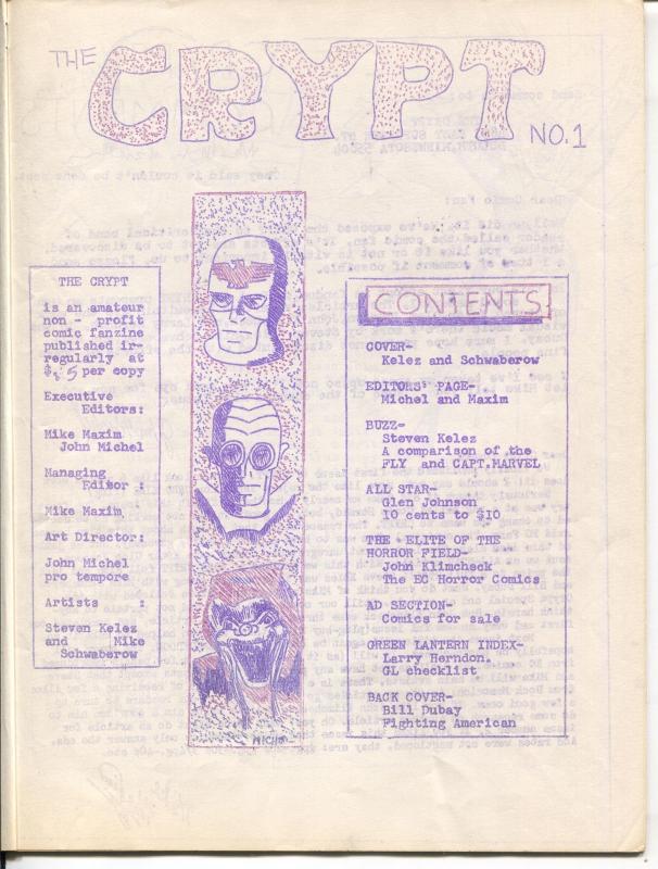 Crypt #1 1965-1st issue-mimeo fanzine-EC Comics feature-All Star-FN-