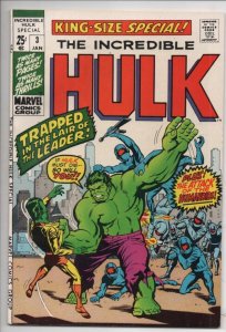 HULK #3 King Size Special Annual, NM-, Kirby Lee, Incredible, 1971, Marvel