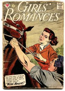 Girls' Romances #55 comic book 1958 - DC Romance- Wild horse cover