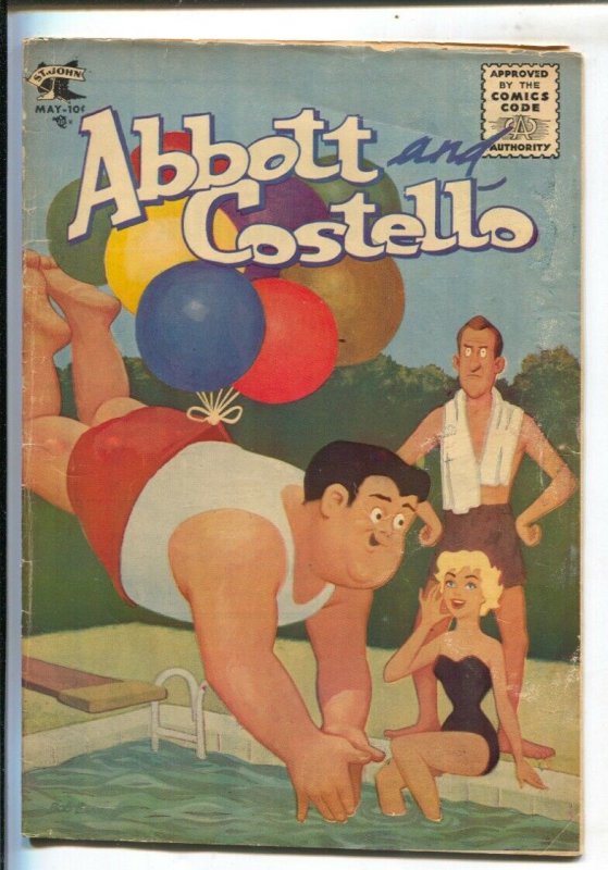 Abbott and Costello #30 1955- St. John-Bob Bean swimsuit painted cover-Lily R... 