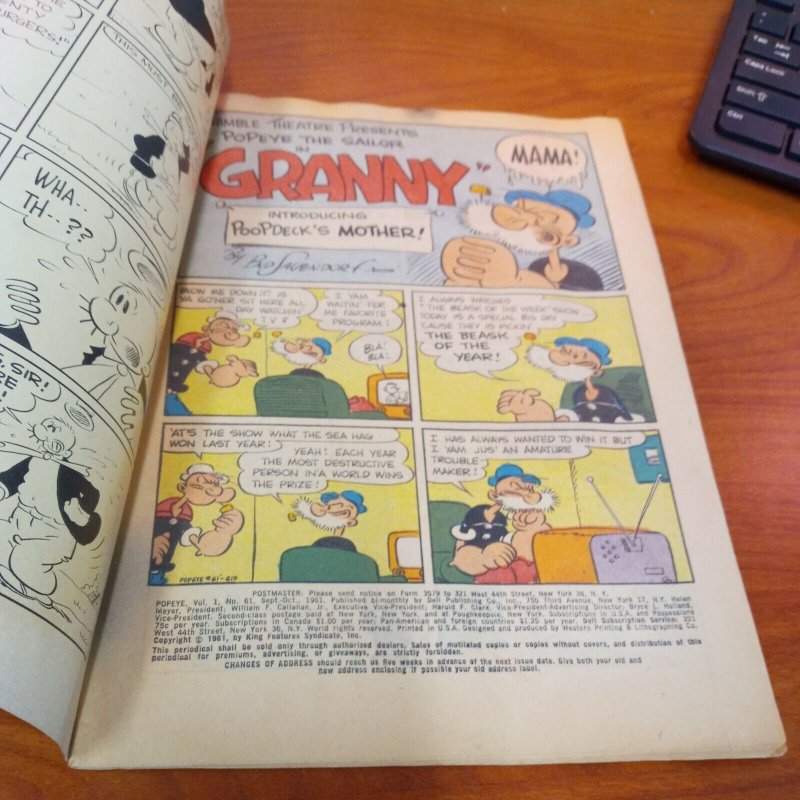 Popeye Comic book #61 September 1961 Dell comics silver age cartoon classic book