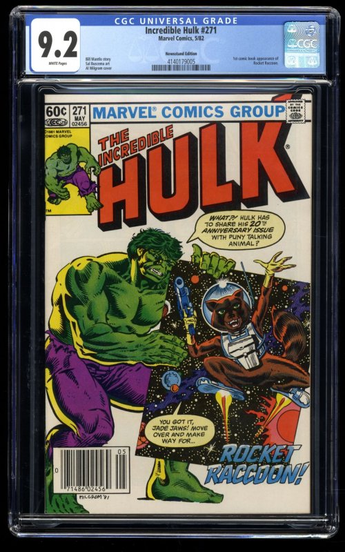 Incredible Hulk #271 CGC NM- 9.2 Newsstand Variant 1st Rocket Raccoon!