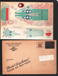 Jack Armstrong Thunderbolt & YAK Model Airplanes 1944-original envelope-prom